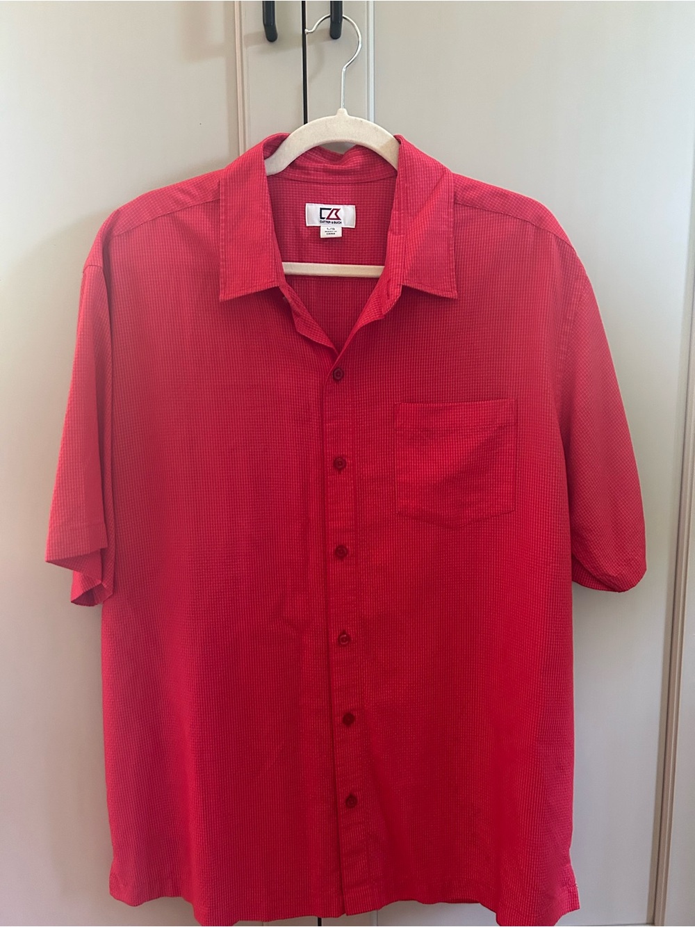 Cutter & Buck Bright Red Short-Sleeve Button-Down Shirt